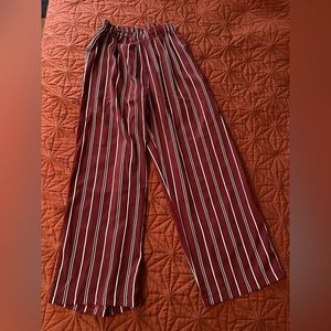 Maroon Striped Wide leg/ plaza pants